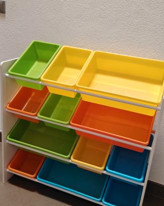 scaffale organizer in legno con 12 scomparti 