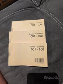 3 blocchi numerati da 100 biglietti