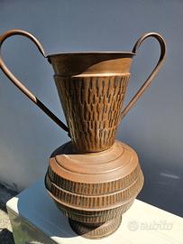 Vaso in rame vintage con doppio manico 60 cm