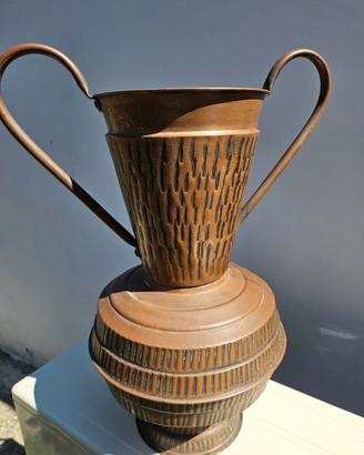 Vaso in rame vintage con doppio manico 60 cm