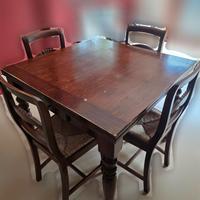 Tavolo "a libro" allungabile in legno  + 6 sedie