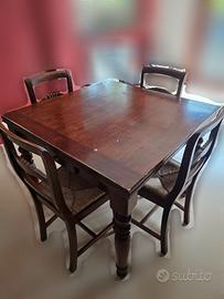 Tavolo "a libro" allungabile in legno  + 6 sedie