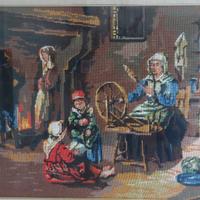 Quadro ricamo con filati a mezzopunto su tela