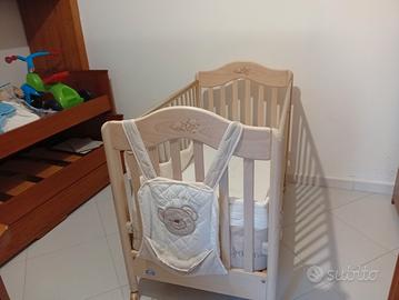 Culla Lettino Pali Legno Chiaro 