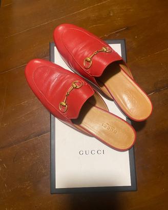 Gucci Princetown Mule Horsebit Pelle Rossa 38 1/2