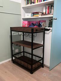 Carrello da cucina con ruote e porta bottiglie