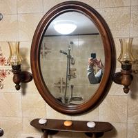 Specchio ovale + 2 applique + accessori bagno