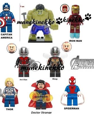 8 Minifigures Hulk Grande Spiderman simil LEGO new