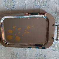 vassoio acciaio inox oro 24 k