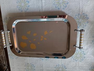 vassoio acciaio inox oro 24 k