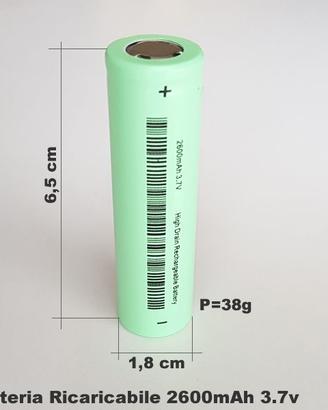 18650 Batteria 2600 mah 3,7v ricaricabile