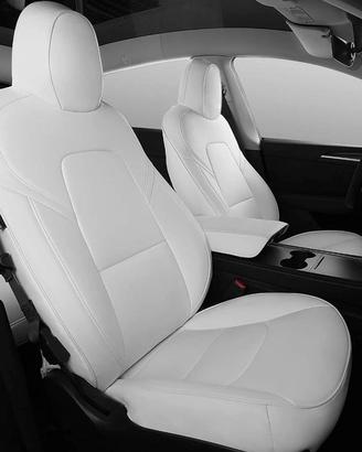 Coprisedili bianchi in pelle traforata Tesla M 3