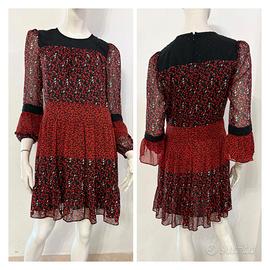 MICHAEL KORS Vestito abito nero rosso fantasia