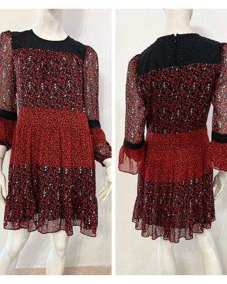 MICHAEL KORS Vestito abito nero rosso fantasia