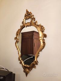 Specchiera Dorata Sagomata Stile Rococò Veneziano