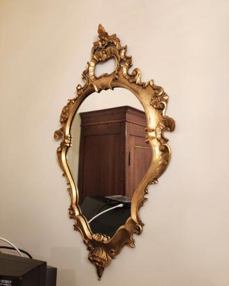 Specchiera Dorata Sagomata Stile Rococò Veneziano