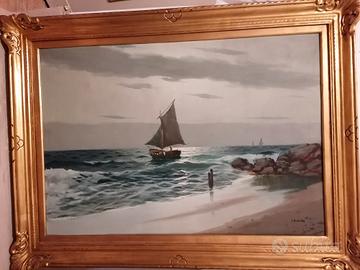 Quadro : marina con cornice dorata 