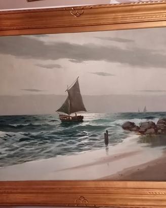 Quadro : marina con cornice dorata 
