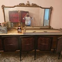 Credenza bassa vintage intarsiata di André Arbus, 