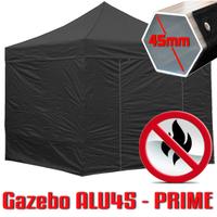 Gazebo 3x3 nero allumino PVC certificato ignifugo