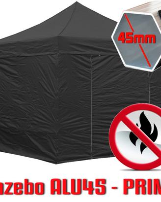Gazebo 3x3 nero allumino PVC certificato ignifugo