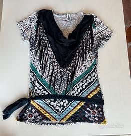 T-shirt Desigual con frange, taglia XL