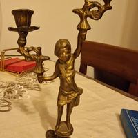 Candelabro Vintage a 2 Luci in Bronzo con P