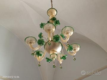 Lampadario vintage originale Murano con oro