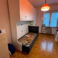 Letto singolo con contenitore e materasso