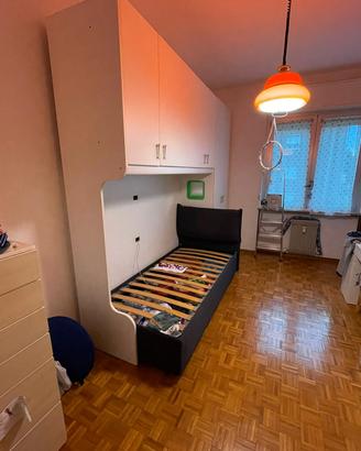 Letto singolo con contenitore e materasso