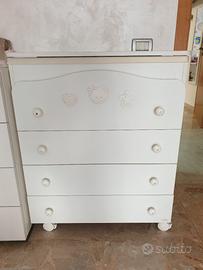 Culla + Fasciatoio con cassettiera e vaschetta 