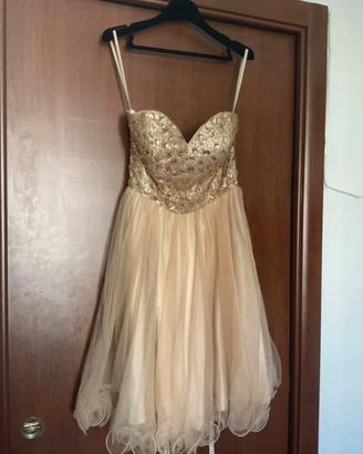 Champagne Short Wedding Dress RhinestoneCorset