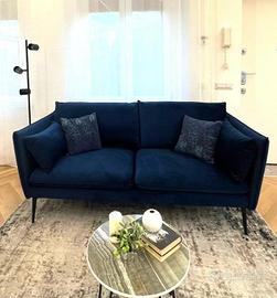 Divano Micadoni 3 posti velluto blu pari al nuovo