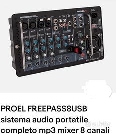 PROEL SISTEMA PREPASS USB COMPLETO DI MIX 8 CANALI