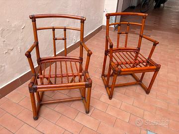 Sedie poltrone in bambù vintage