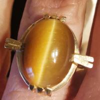 Anello oro 14 kt occhio di tigre