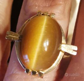 Anello oro 14 kt occhio di tigre