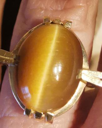 Anello oro 14 kt occhio di tigre