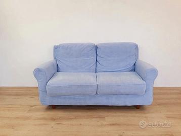 Divano 2 posti in tessuto azzurro