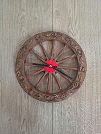 Ruota carretto siciliano. Orologio da appendere