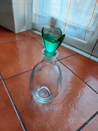 bottiglia vetro con tappo tulipano vetro verde