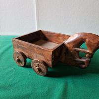 Carretto cavallo in legno vintage piccolo