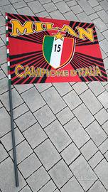 Bandiera Milan 200cm con asta vintage '90 scudetto
