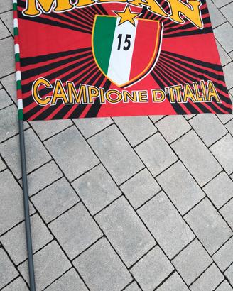 Bandiera Milan 200cm con asta vintage '90 scudetto