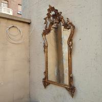 Specchiera specchio in legno dorato foglia oro