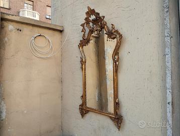 Specchiera specchio in legno dorato foglia oro