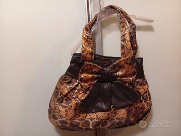 Borsa vintage animalier stampa pitone con grande f