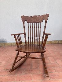 Sedia a dondolo legno anni 70