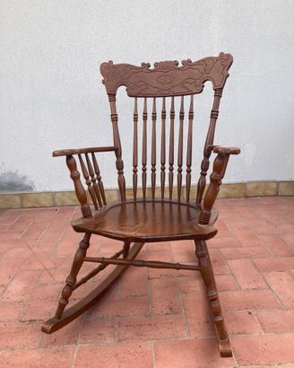 Sedia a dondolo legno anni 70