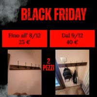 Appendiabiti a parete in legno e metallo 2 pezzi